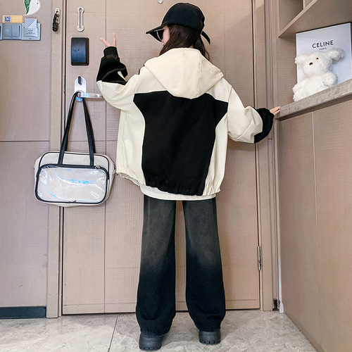 Girls' spring and autumn windbreaker coat, children's  autumn clothing, new style, fashionable autumn jacket for girls and older girls