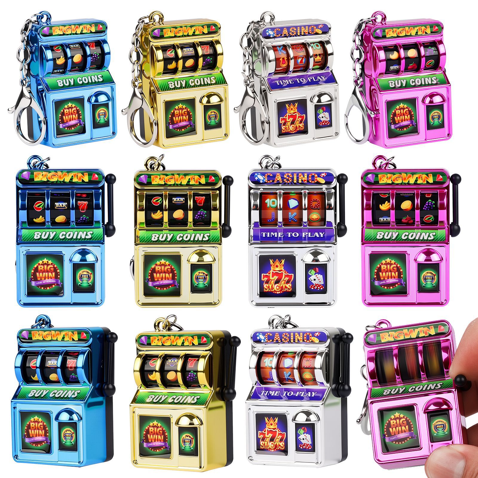 Creative Mini Electroplated Shaker Keychain Cartoon Decompression Lottery Game Machine Pendant Puzzle Lottery Machine Tiger