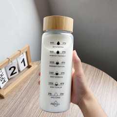 ガラスコップ1000ml大容量密封蓋付き茶時間スケールコップ携帯外に水を飲むコップ
