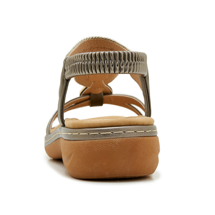 Sandal nữ đế xuồng cao gót 9 cm quai chéo bản to — Champagne màu, màu đen, màu xám chi tiết 25