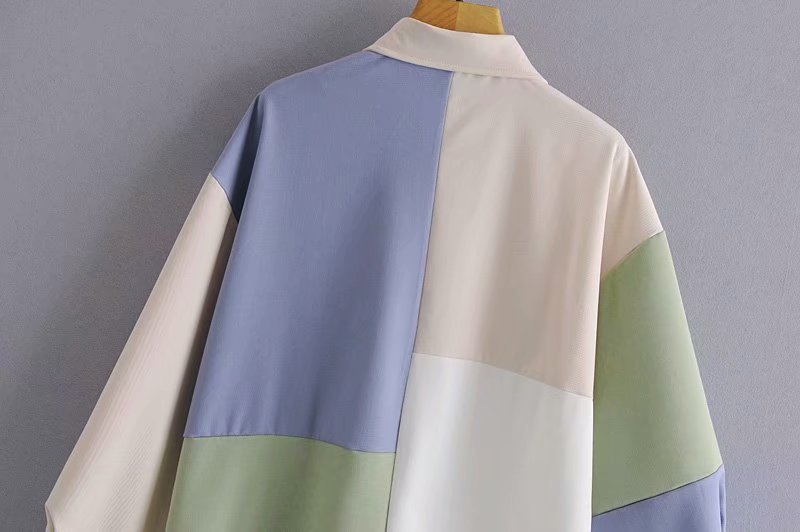 pocket color matching drop shoulder shirt  NSAM20630