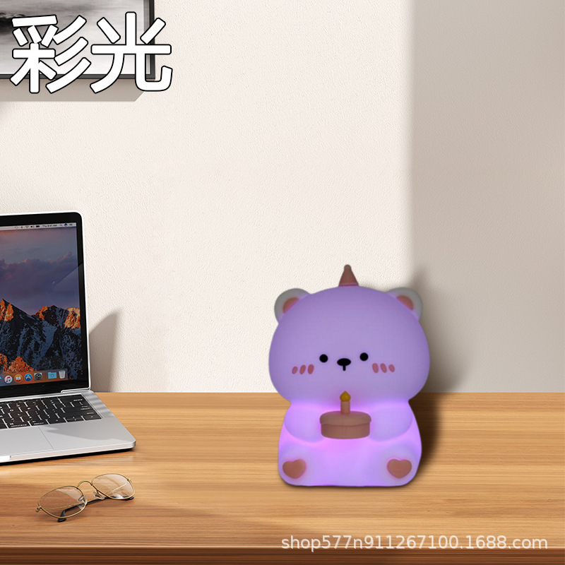 可爱鸭子硅胶拍拍灯加油鸭玩具小夜灯创意礼品氛围灯床头卧室灯|undefined
