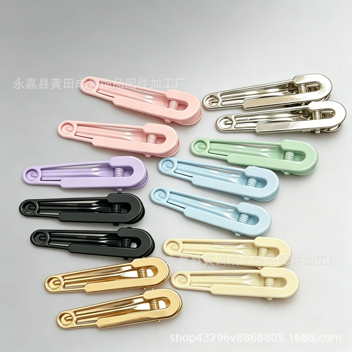6公分别针鸭嘴夹夏季糖果色韩版diy金属材料发夹发卡配件无痕发夹
