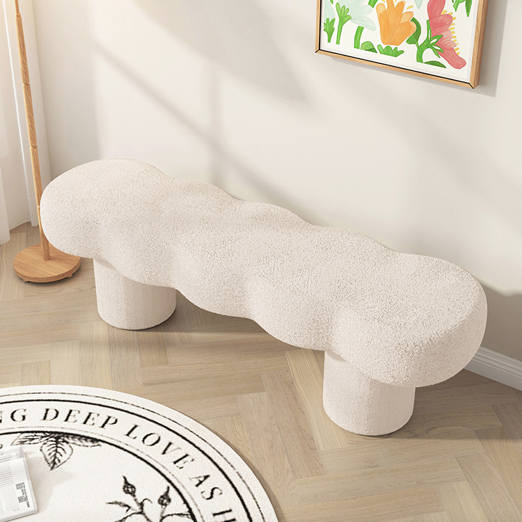 Cream-Style Home Shoe-Changing Sofa Stool, Creative Fabric Sofa, Designer Homestay Bedroom Bedside Long Small Sofa