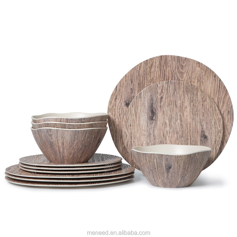 Bamboo Fiber Wood Grain Melamine Tableware Set Salad Plate Bowl Elegant Fruit Plate Light Luxury Plate Bowl Dish Bamboo Fiber Wood Grain Melamine Tableware Set Salad Plate Bowl Elegant Fruit Plate Light Luxury Plate Bowl Dish