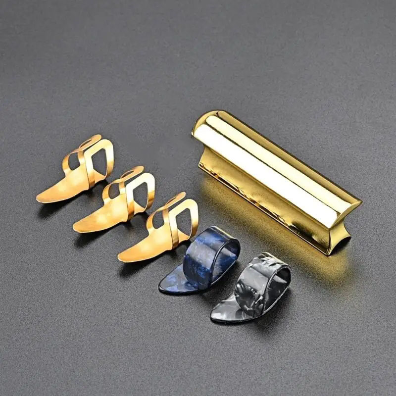 Hawaiian Guitar Slide Finger Clip Handheld String Pressing Slide Finger Sleeve Slide Stick Golden Guitar Finger Pick