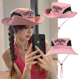 户外字母绣花防水款太阳帽男女遮阳防晒渔夫帽骑行防紫外线帽子