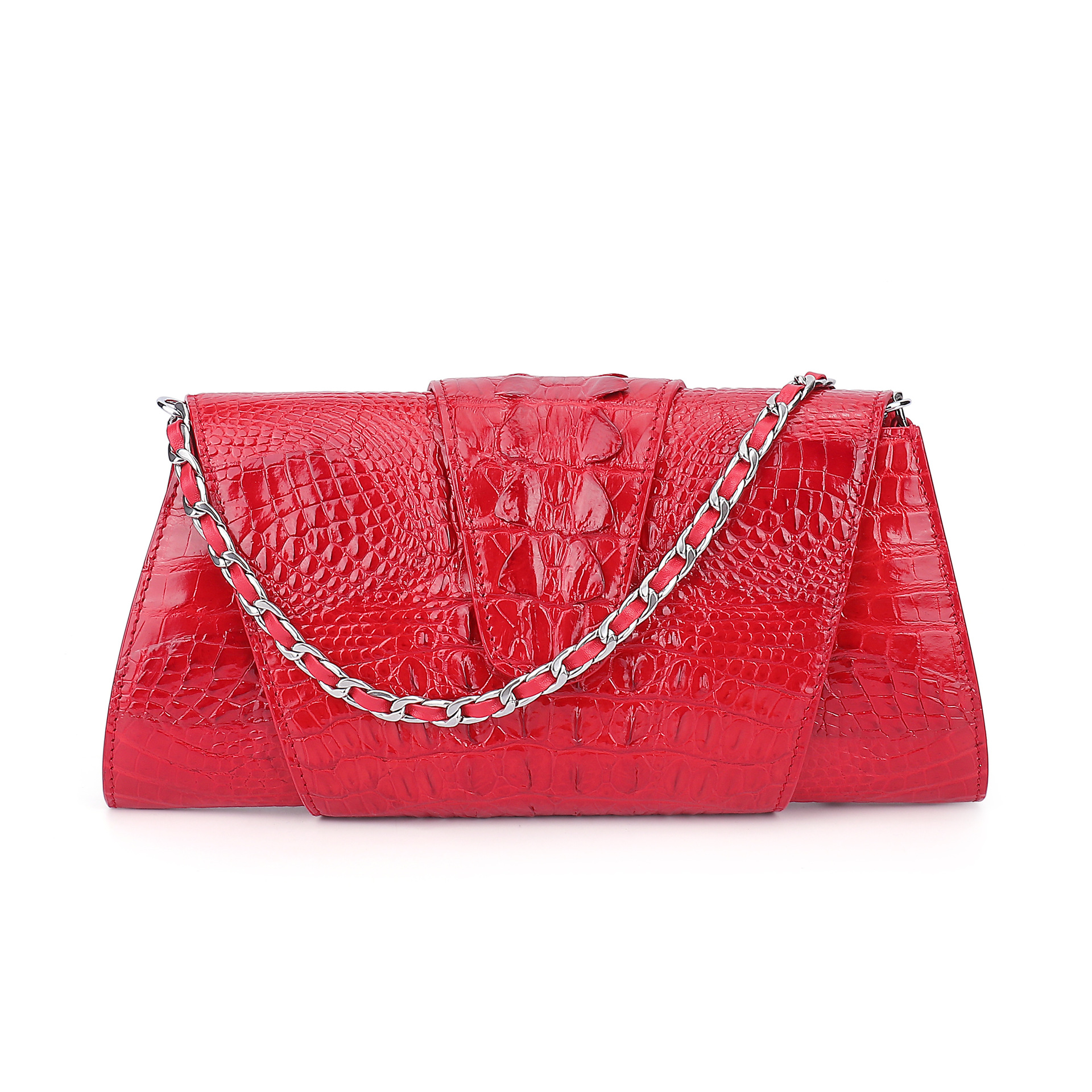 New Women's Evening Bag, Small Crossbody Party Clutch, Crocodile Embossed Chain Square Bag - Thumbnail 2