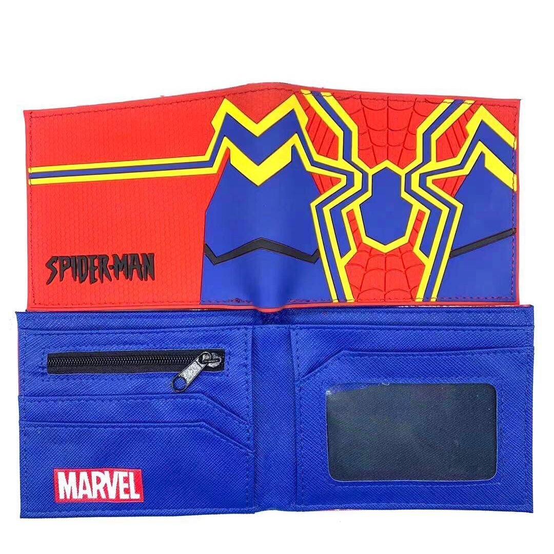 Cartoon Spider-Man niños estudiantes billetera corta para niños PU piel bolso de cambio bolso de mano bolso de tarjetas vengadores