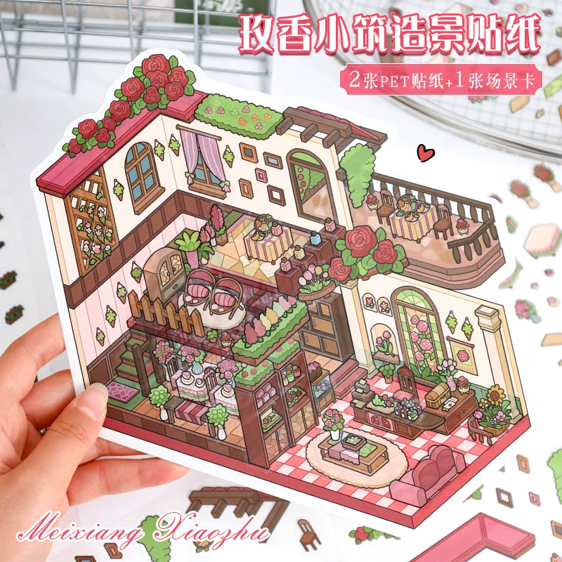 Big sticker, three dimensional hut, in 3d format, anti-stress, DIY, scheduler