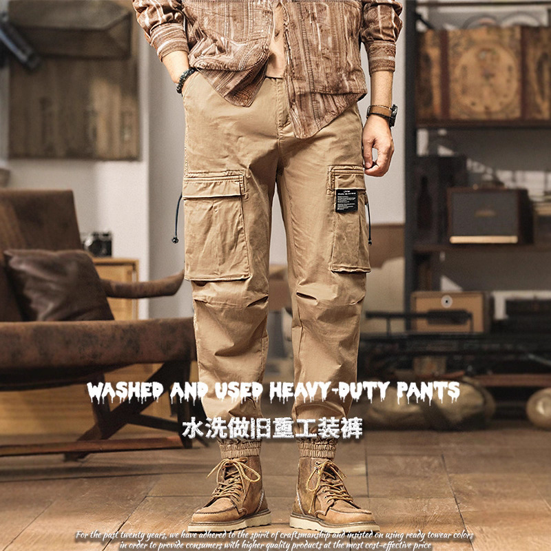 Sabin Ready-To-Wear Dyed Retro Straight Cargo Pants for Men, Skin-Friendly and Comfortable Carhartt Style Men's Casual Pants for Men