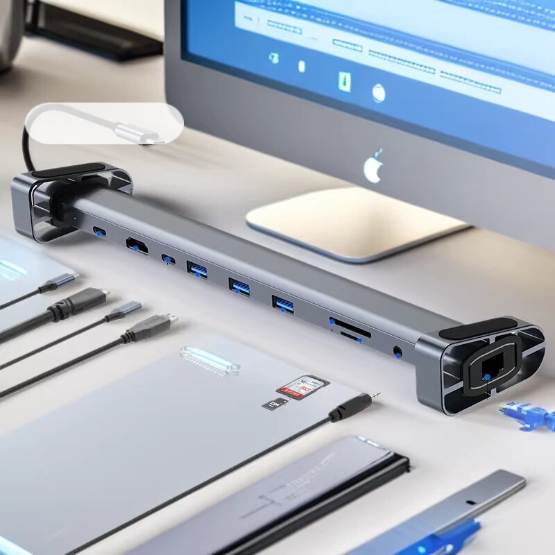 Cross-Border Hub3.0 Multi-Interface Expander Laptop Dock Folding Stand 10-in-1 Type-C Expansion Dock
