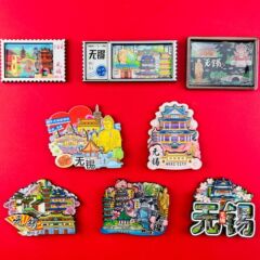 【無錫シリーズ】立体滴ゴム磁気吸収木製冷蔵庫は都市の人気観光スポット文創記念品を貼っています。