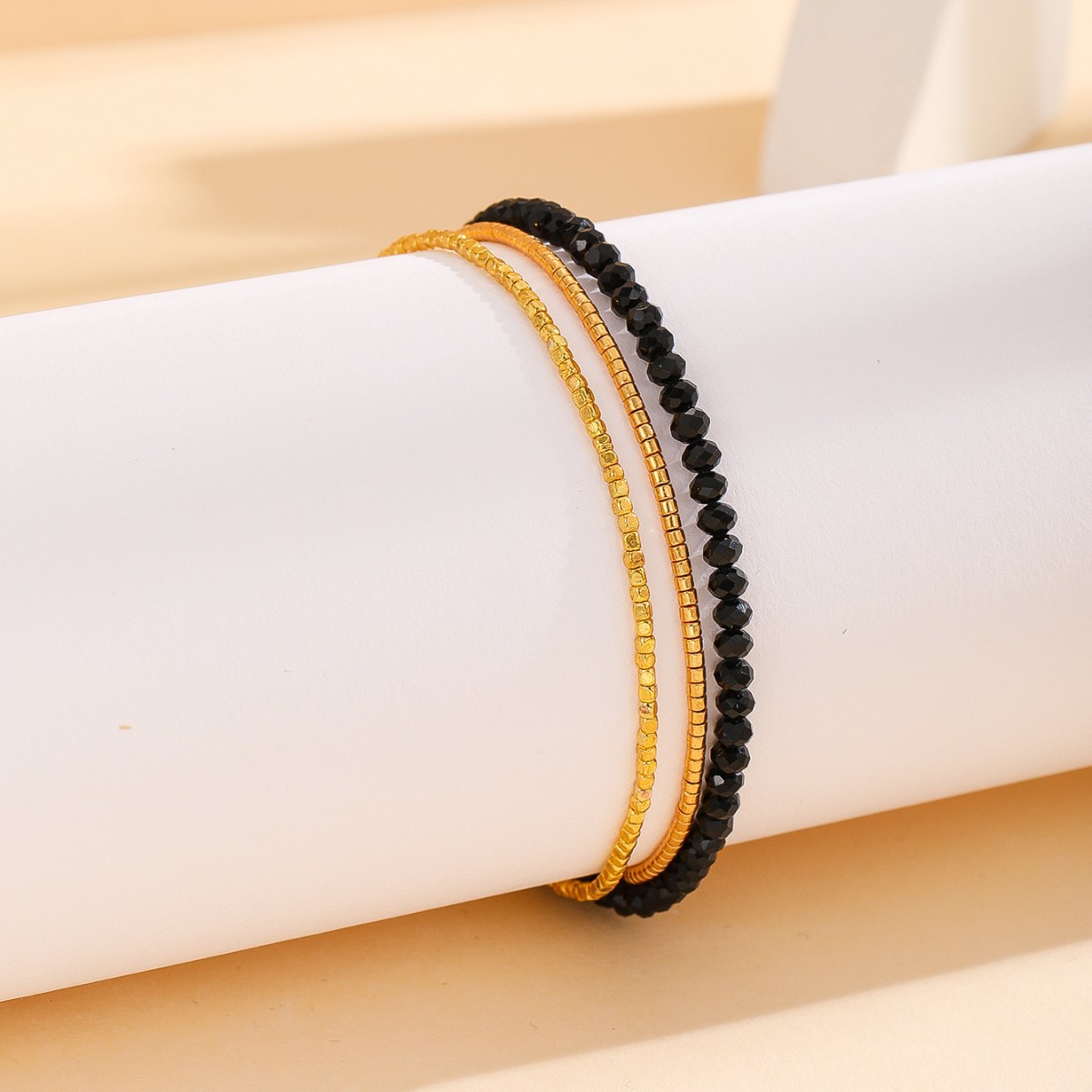 Japonés importado antiguo cuentas redondas moda simple negro y oro ágata piedra regalo amigo pulsera 2022 nuevo producto