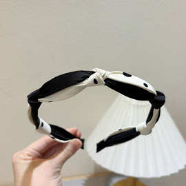 羽晞布艺编织打结细发箍拼色时尚波点法式高颅顶高级感发卡头箍女