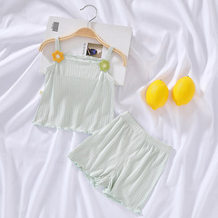 Baby Summer Clothing Thin Women's Baby Modal Tank Top Set Toddler Drop Shoulder Home Two-Piece Set