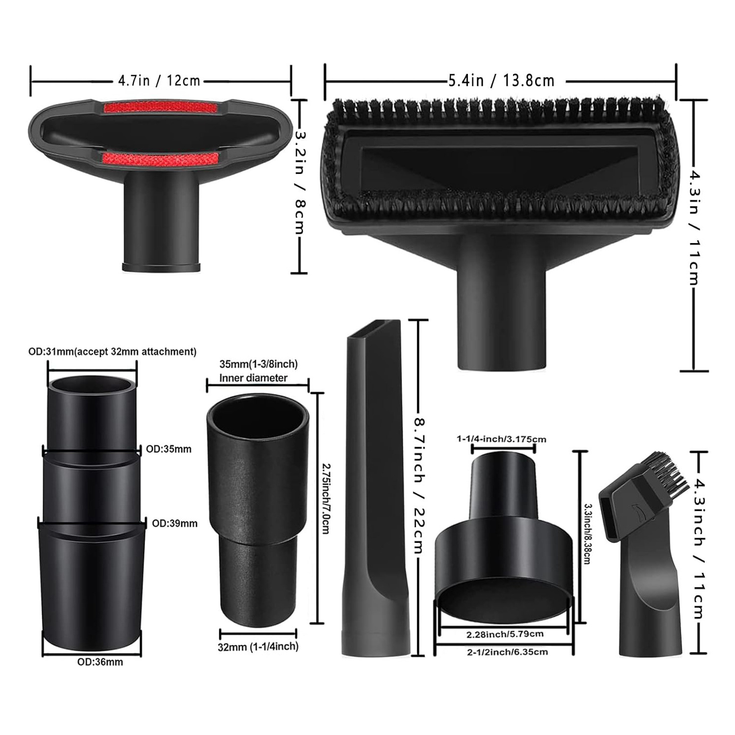 家用吸尘器配件大全吸头刷头扁嘴毛刷头方刷头毛刷头通用内径32mm