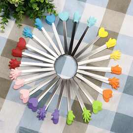 厂家制造不锈钢+硅胶零食夹220度高温食品夹创意食品级硅胶冰夹子