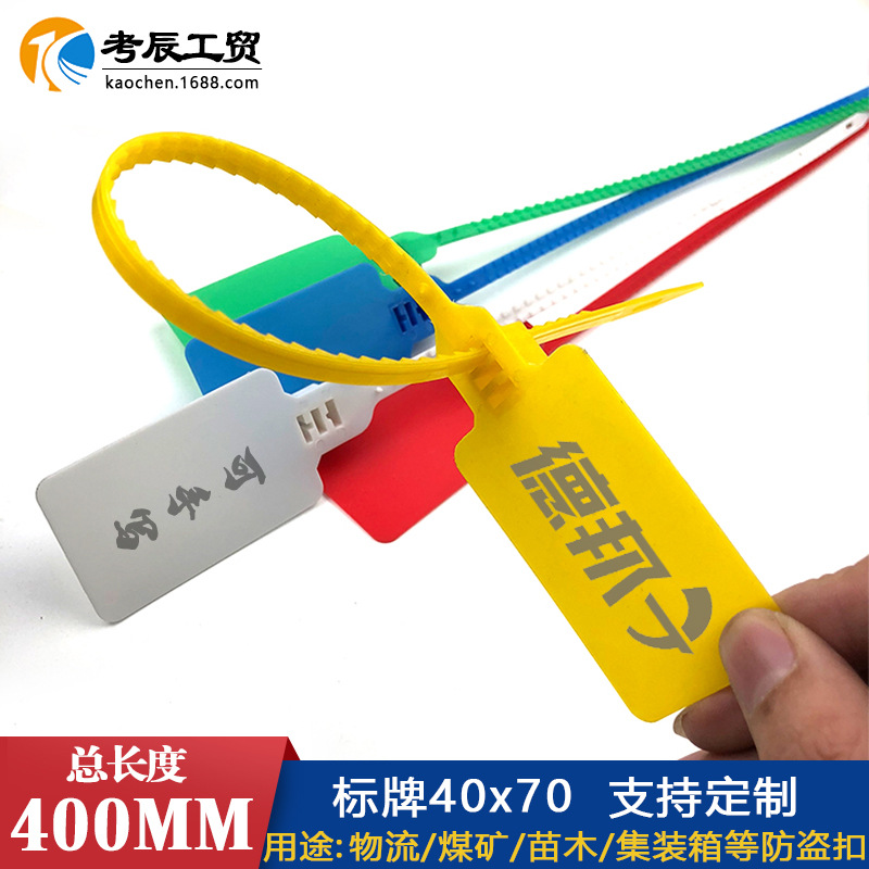 厂家直供一次性物流煤运车标识吊牌防盗卡扣扎带食品大标塑料封条