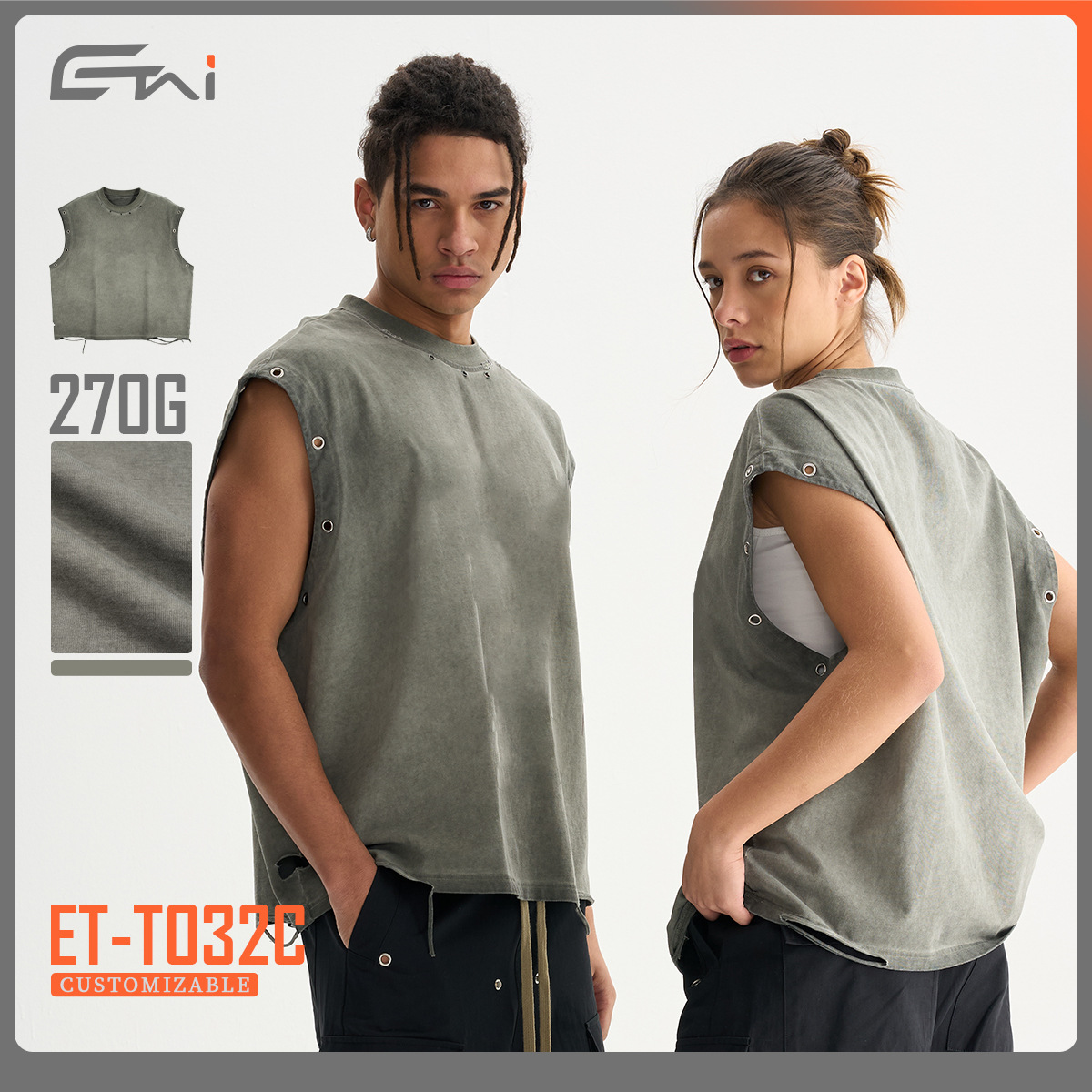 ETAI ropa de hombre retro marca de moda americana pesada hombre hombro chaleco de algodón juvenil lavado y desgastado tecnología image 4