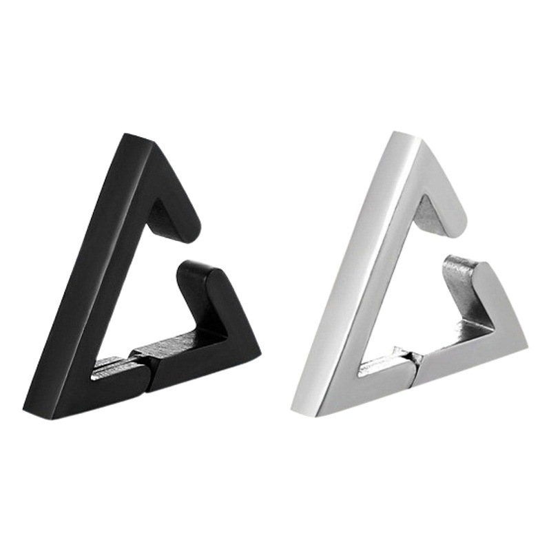 Cross-border European and American simple three-dimensional triangle earrings ear clip without pierced glossy ear buckle back-shaped men's and women's titanium steel in stock