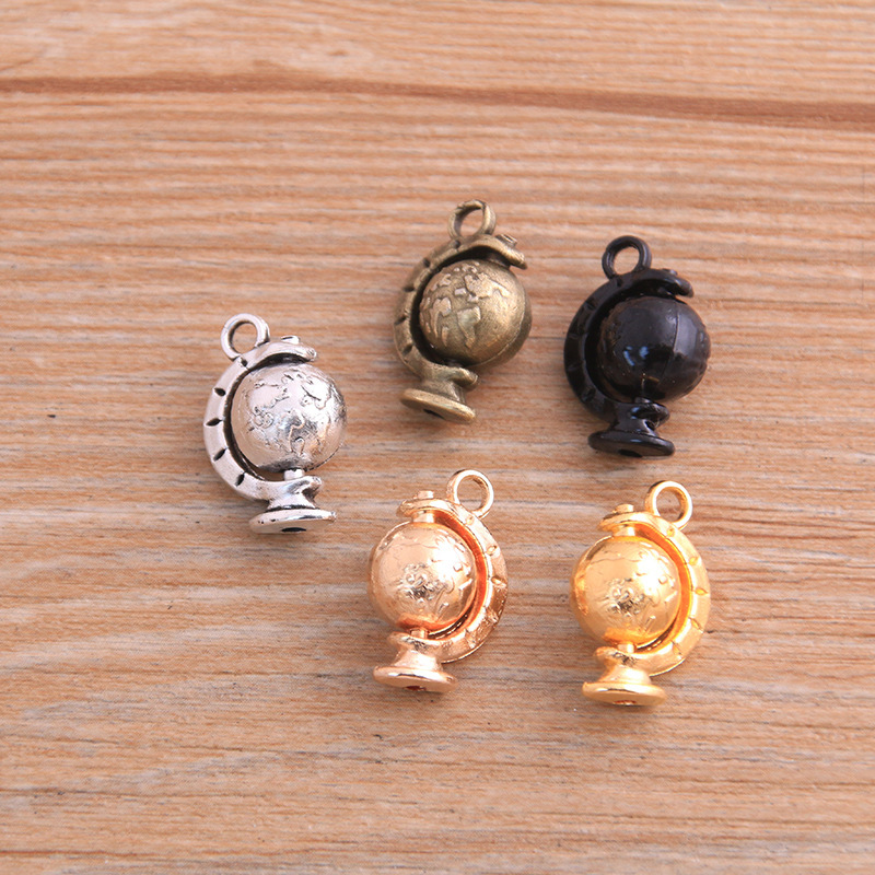 6 Color 12 * 18mm DIY alloy jewelry accessories 3D rotating globe pendant pendant pendant analog globe