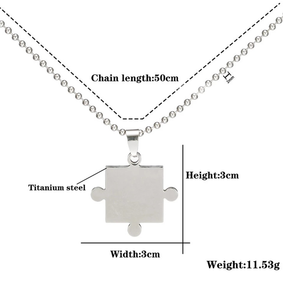Fashion Titanium Steel Square Puzzle Pendant Couples Necklaces display picture 1