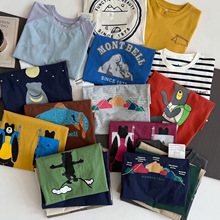 2593J 童装秋季新款 日系儿童休闲卡通字母印花大童长袖打底T恤