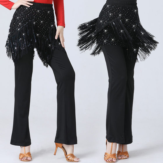 [Milk Silk] Latin Dance Pants Women's Square Dance National Standard Dance Modern Dance Sequins New Dancing Clothes Pants