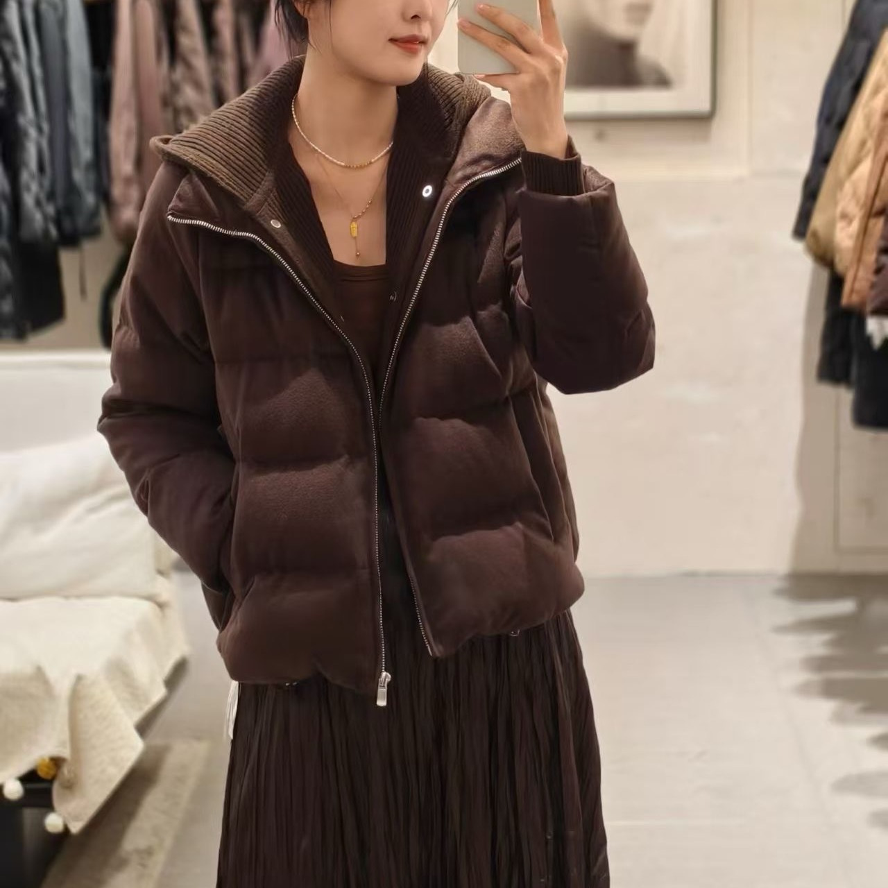 Practical Winter Wear 90 Goose down Jacket Detachable Knitted Hooded Fake Two-Piece down Jacket for Women Warm Wool Thick Jacket