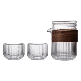 One Pot and Two Cups Transparent Tea Glass Outdoor Tea Set Quick Cup Tea Water Separation Portable