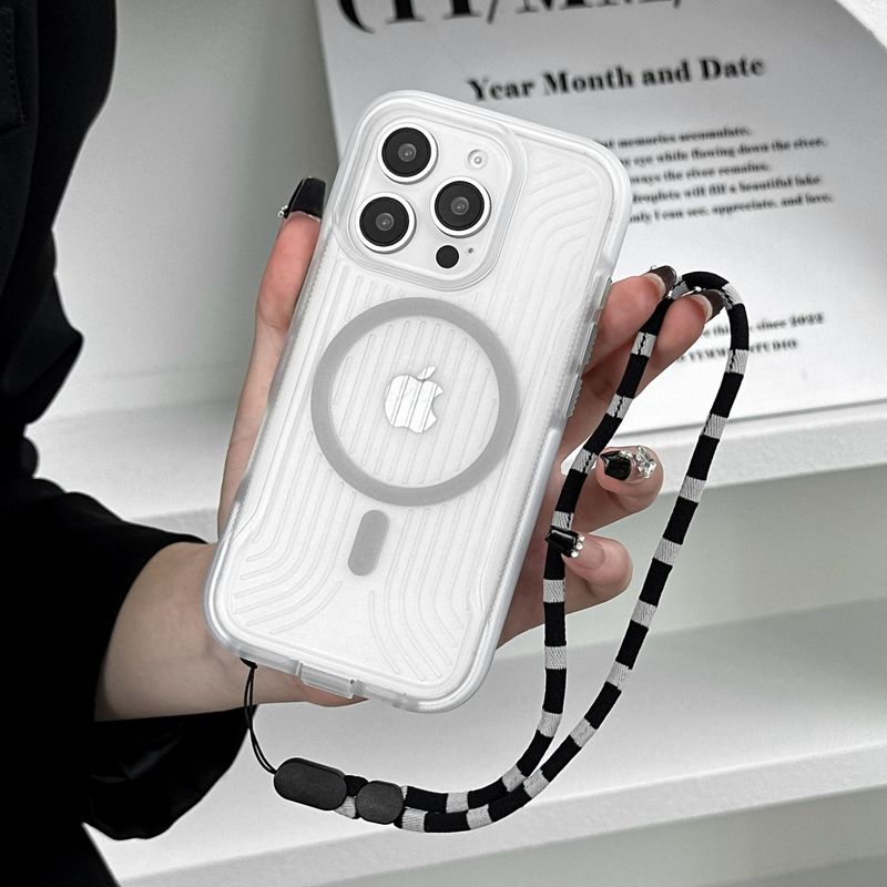 适用iPhone17promax条纹磁吸手机壳苹果16夜光挂绳15瓦楞13保护套|undefined