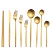 Tableware stainless steel, dessert coffee chopsticks, golden set, 4 piece set