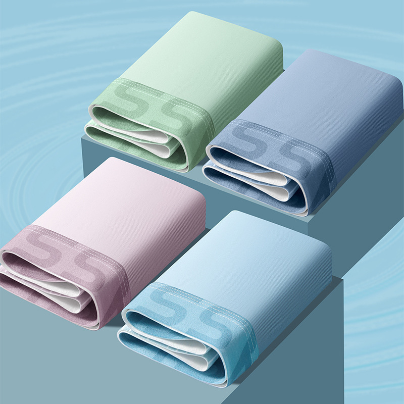 New men's underwear, made of milk silk fabric, thin and breathable for summer, featuring a simple, solid-color design and available in larger sizes