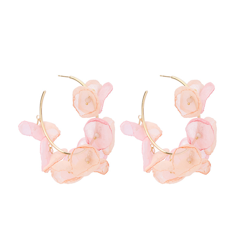 20g Weight Earrings Classification 1 Pair Quantity Daily Occasion Alloy, Chiffon Material Simple Style Flower Alloy Chiffon Handmade Women's Earrings