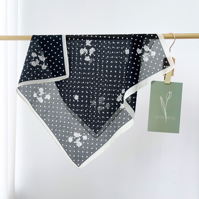 Pañuelo cuadrado de algodón de seda de lunares de arte japonés, bufanda de seda, bufanda ligera de primavera y verano para mujer, bufanda de estilo occidental, bufanda de protección solar, pañuelo en la cabeza
