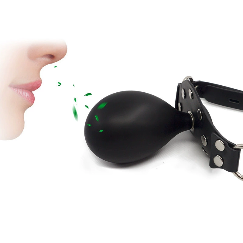 Inflatable Ball Gag, Silicone Mouth Plug, Adjustable Straps or Strapless, BDSM Training Tool
