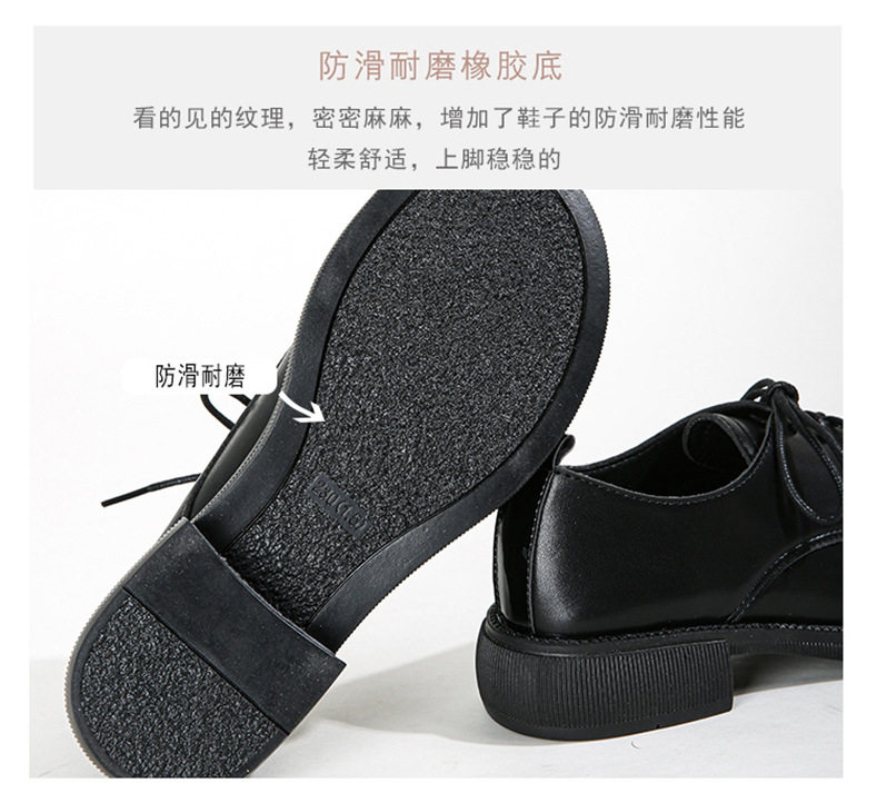 Giày lười nữ Mary Jane mũi tròn phối màu đế dày gót vuông 3–5 cm — Màu trắng, Màu đen chi tiết 12