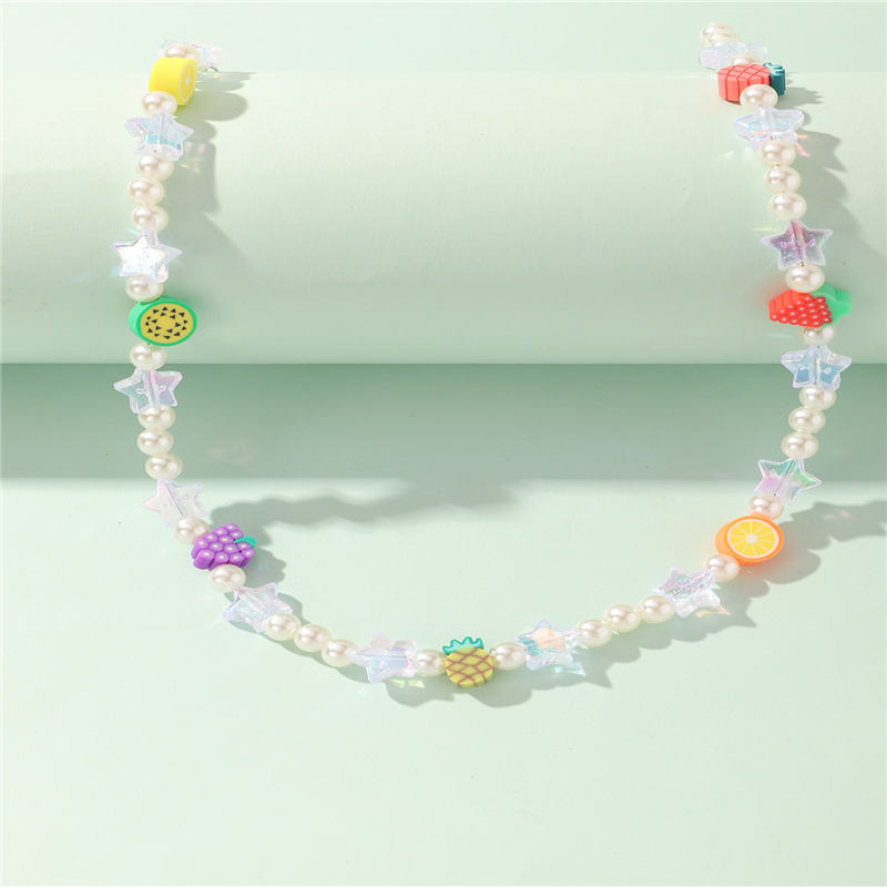 colorful rice bead pearl fruit cute necklace wholesale jewelry Nihaojewelry