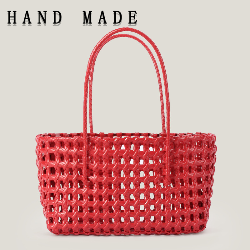 New Style Hollow-Out Design Women's Basket Bag, Niche Beach Vacation Bag, Casual Everyday Versatile Women's Bag