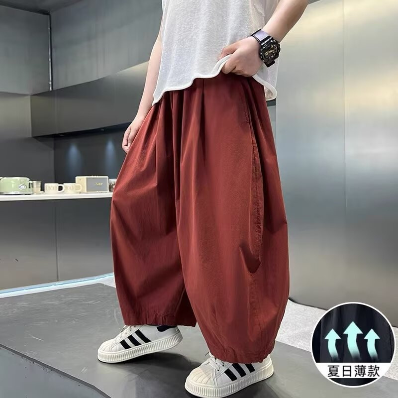 Boys' Summer Thin Pants 2025 New Children's Summer Cropped Pants Big Kids Summer Casual Pants Stylish Loose Trendy