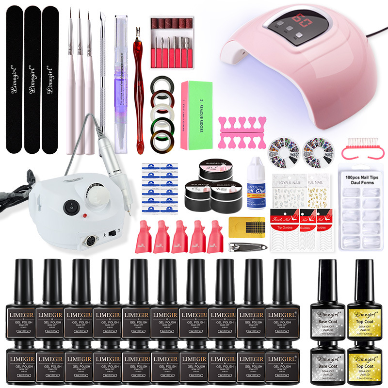 Limegirl esmalte de uñas pegamento traje UV fototerapia lámpara máquina de molienda pegatina uñas herramientas traje en stock