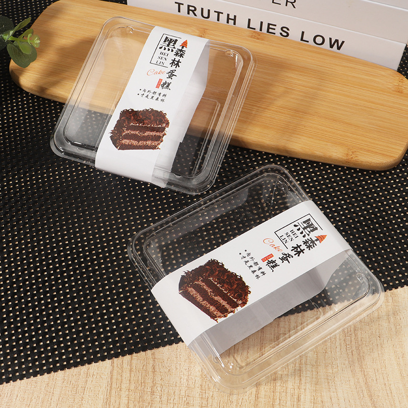 博粤烘焙包装全透明PET黑森林慕斯千层蛋糕盒正方形芝士糕点盒