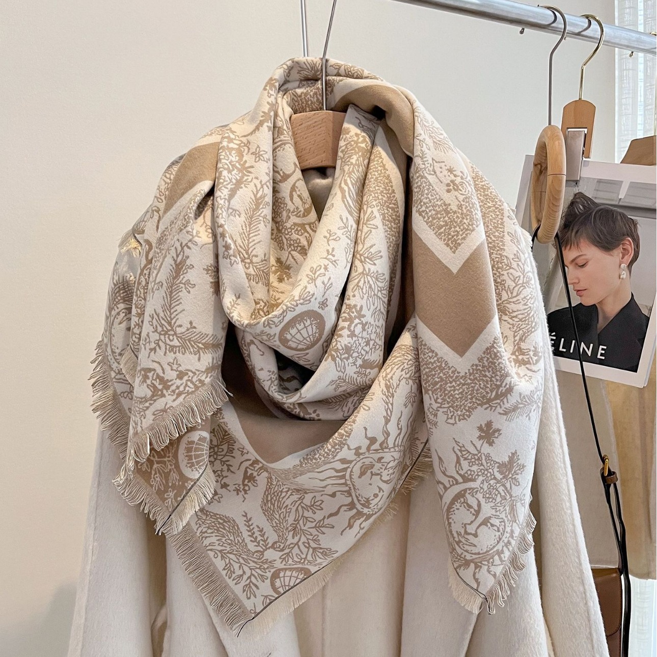 Nueva moda sol otoño invierno doble cara imitación de cachemir toallas elegantes versátiles collar abrigo abrigo chal