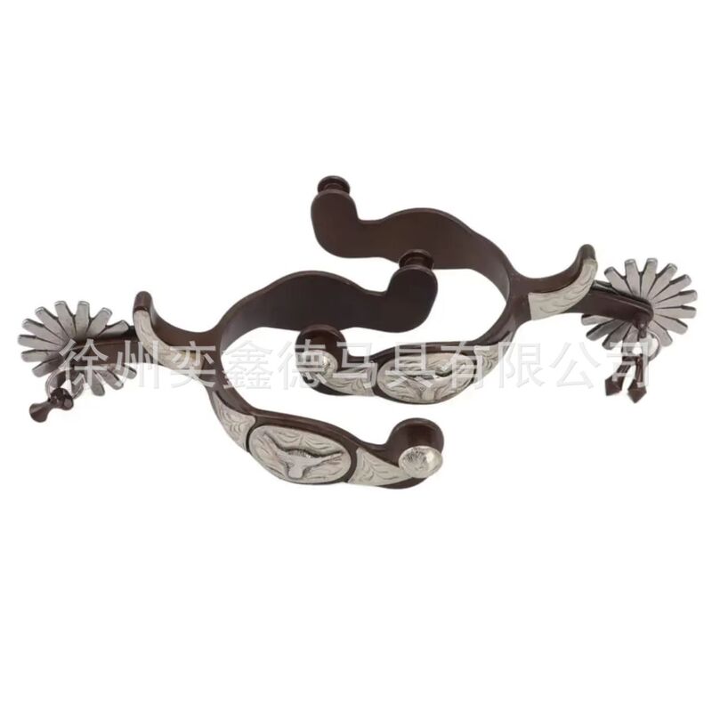 Professional Western Equestrian Supplies Western-Style Production Riding Equipment German Silver Decorative Wrench Hand-Carved Horse Spurs