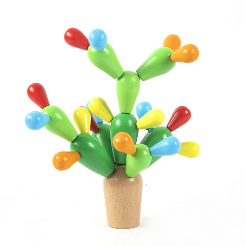 Cross-border children's wooden cactus building blocks assembly to exercise baby's hands-on ability cactus educational toys