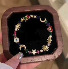 「星月同辉」中古爆闪多巴胺星星月亮手链女复古时尚轻奢爱心手饰