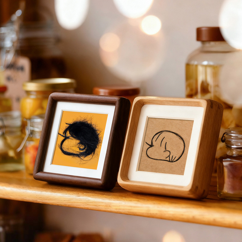 Baby Hair Keepsake Frame DIY Handmade Wooden Display Stand for Baby's First Hair, Full Moon Celebration, and Baby Photos