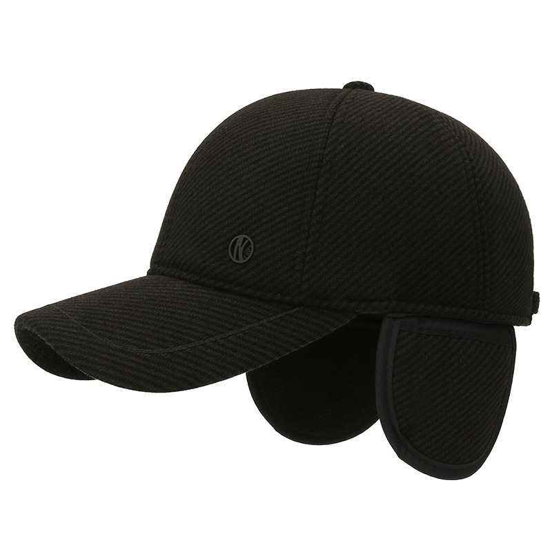 Warm Men's Wool Baseball Cap With Ear Protection For Winter_voghion.com