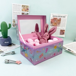 New Curly Hair Cute Girl Laser Material with Mirror Storage Box Cosmetics Gift Box Factory Direct Sales in Stock